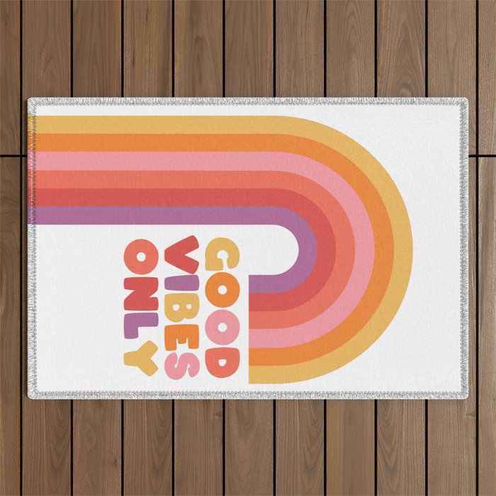Good Vibes Only Rainbow Outdoor Rug Gallery Image 1