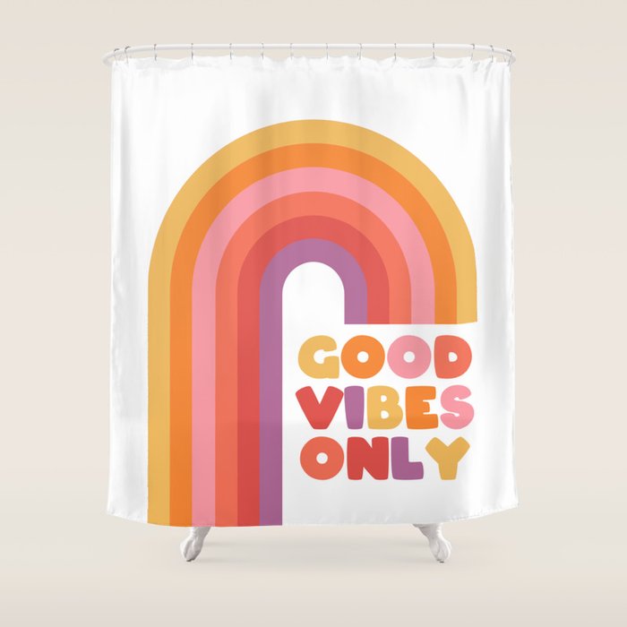 Good Vibes Only Rainbow Shower Curtain Gallery Image 1