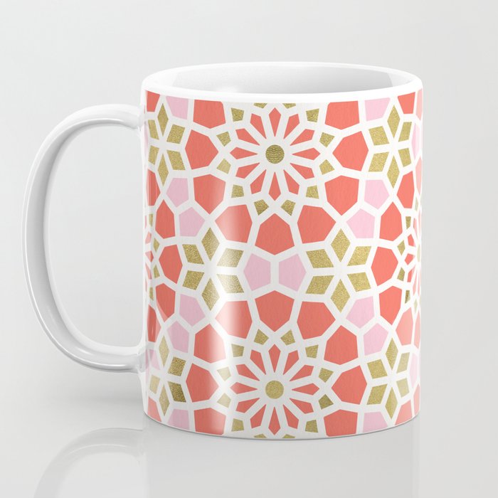 Persian Mosaic â Coral & Gold Palette Coffee Mug Gallery Image 3