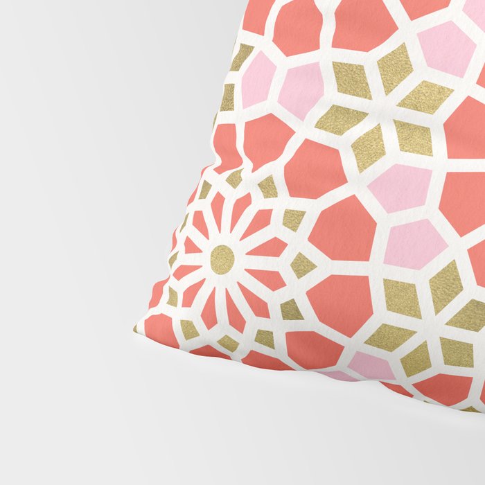 Persian Mosaic - Coral & Gold Palette Pillow Sham Gallery Image 4