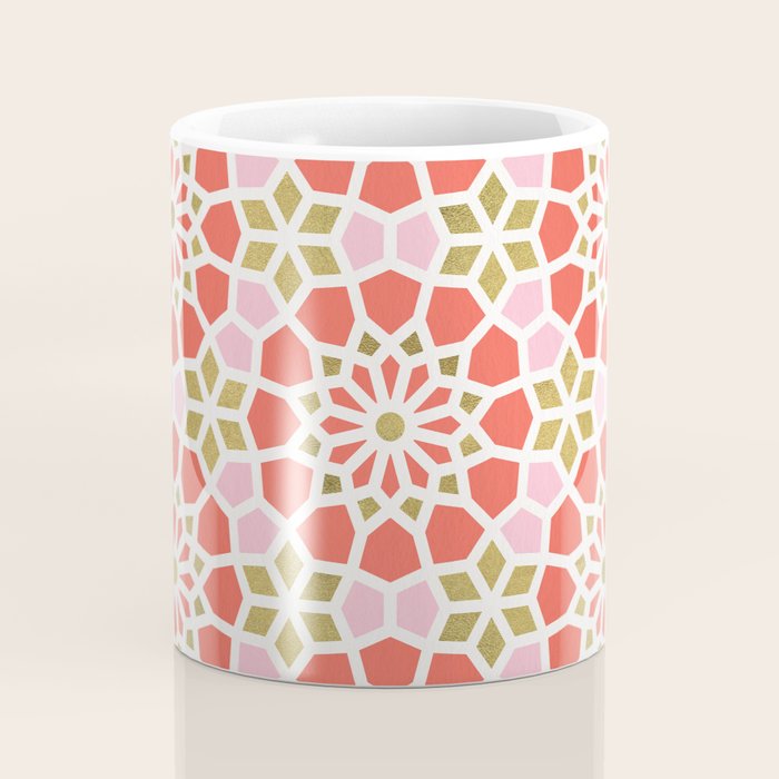 Persian Mosaic â Coral & Gold Palette Coffee Mug Gallery Image 4