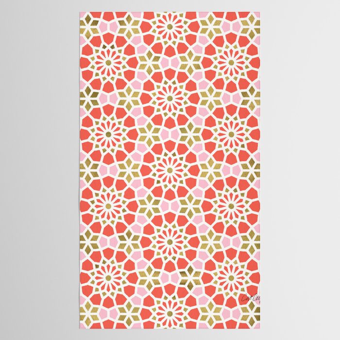 Persian Mosaic - Coral & Gold Palette Tablecloth Gallery Image 2