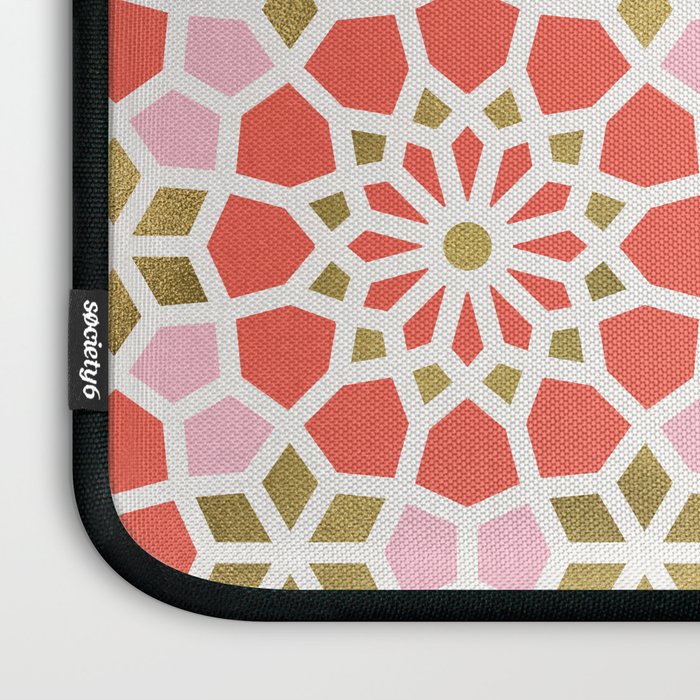 Persian Mosaic - Coral & Gold Palette Laptop Sleeve Gallery Image 3