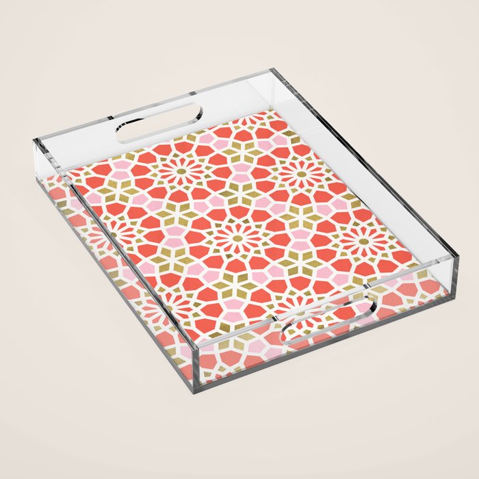 Persian Mosaic - Coral & Gold Palette Acrylic Tray Gallery Image 1