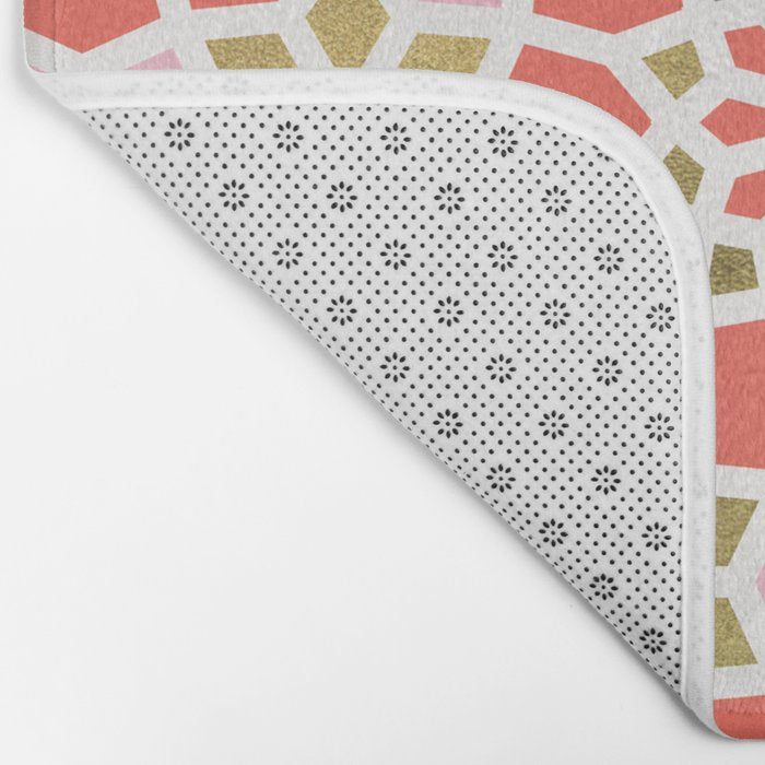 Persian Mosaic - Coral & Gold Palette Bath Mat Gallery Image 2