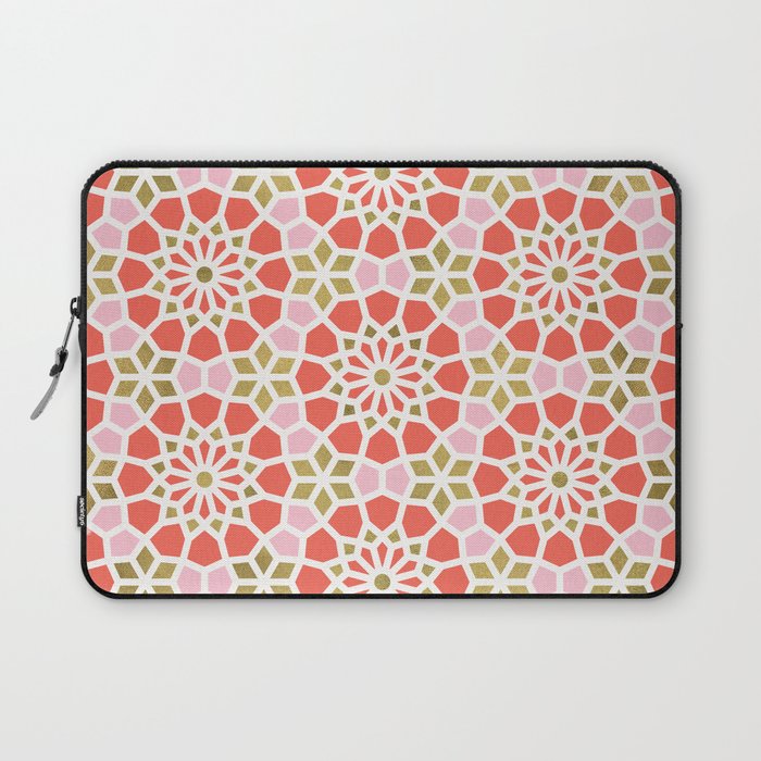 Persian Mosaic - Coral & Gold Palette Laptop Sleeve Gallery Image 1
