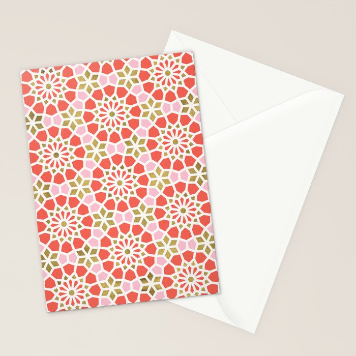 Persian Mosaic - Coral & Gold Palette Stationery Card Gallery Image 2