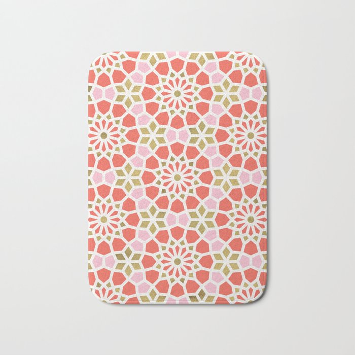 Persian Mosaic - Coral & Gold Palette Bath Mat Gallery Image 1