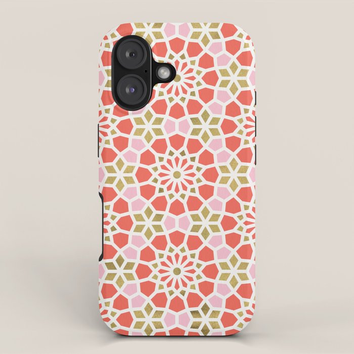 Persian Mosaic - Coral & Gold Palette iPhone Case Gallery Image 1