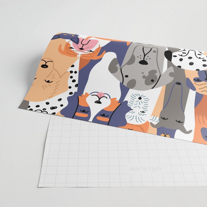 Funny diverse dog crowd character cartoon background Wrapping Paper Gallery Image 2