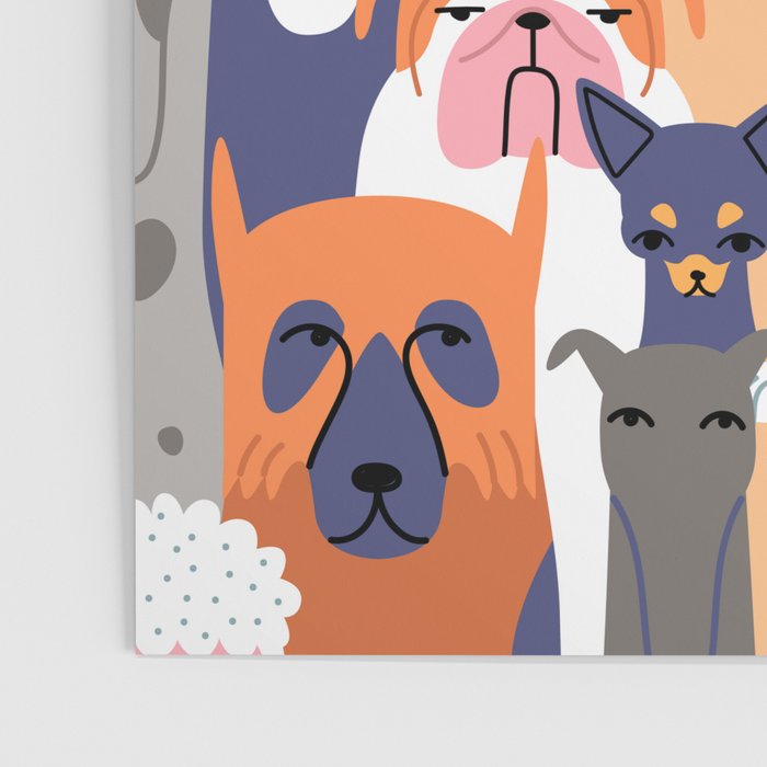 Funny diverse dog crowd character cartoon background Poster Gallery Image 3