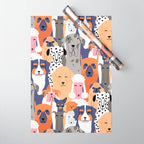 Funny diverse dog crowd character cartoon background Wrapping Paper Gallery Image 1
