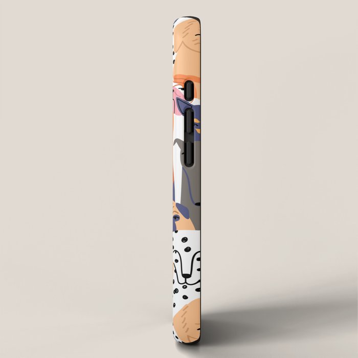 Funny diverse dog crowd character cartoon background iPhone Case Gallery Image 2