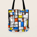 Bauhaus Aesthetic Piet Mondrian De Stijl Inspired Painted Pattern Tote Bag Gallery Image 1