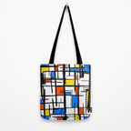 Bauhaus Aesthetic Piet Mondrian De Stijl Inspired Painted Pattern Tote Bag Gallery Image 2
