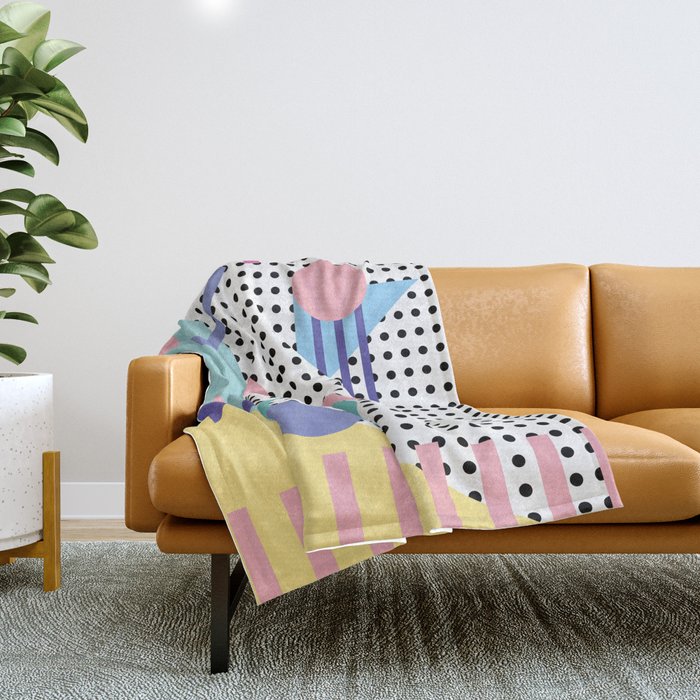 Memphis Pattern 5 - 80s - 90s - Retro Throw Blanket Gallery Image 1