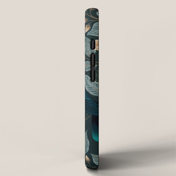 Spring Song - Dark Teal Birds and Floral Print iPhone Case Gallery Image 2