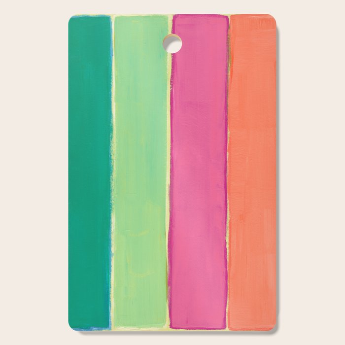 Peacock and Magenta Stripe Art Cutting Board Gallery Image 1