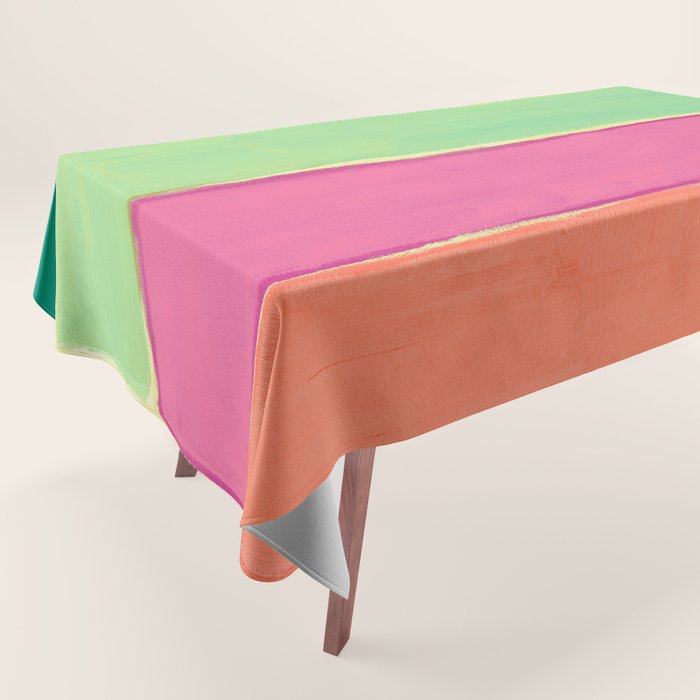 Peacock and Magenta Stripe Art Tablecloth Gallery Image 1