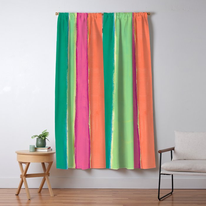 Peacock and Magenta Stripe Art Window Curtain Gallery Image 5