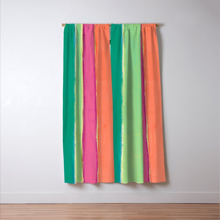 Peacock and Magenta Stripe Art Window Curtain Gallery Image 3