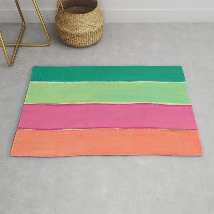 Peacock and Magenta Stripe Art Rug Gallery Image 1