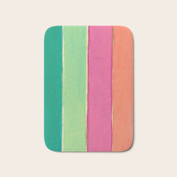 Peacock and Magenta Stripe Art Bath Mat Gallery Image 1