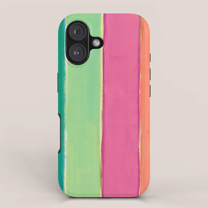 Peacock and Magenta Stripe Art iPhone Case Gallery Image 1