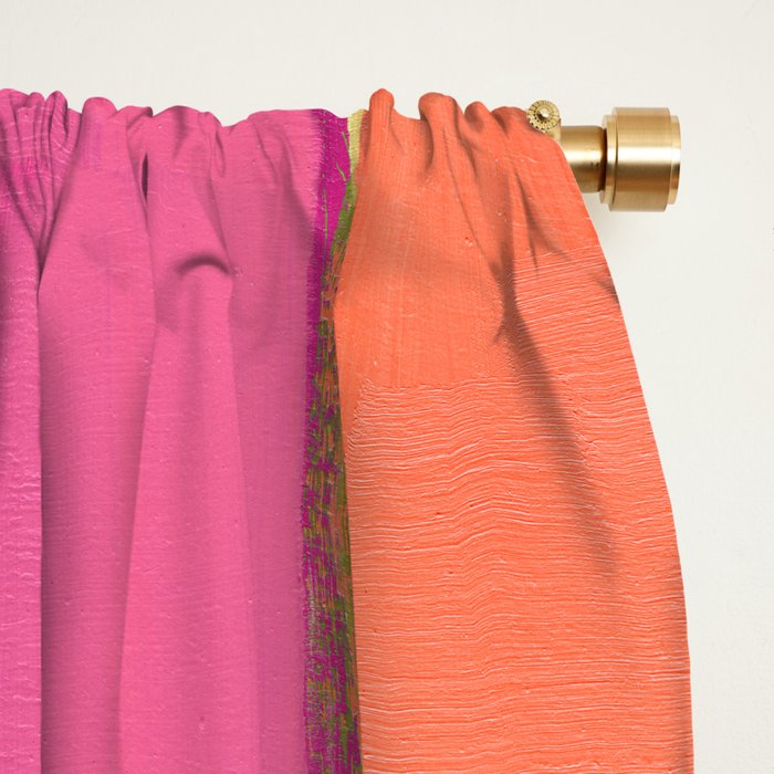 Peacock and Magenta Stripe Art Window Curtain Gallery Image 2