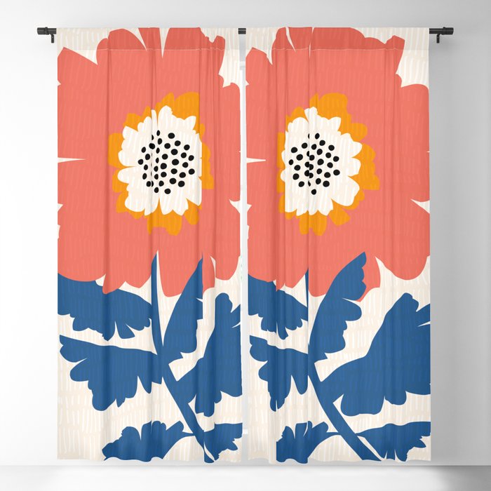 Happy Red Floral Window Curtain Gallery Image 1