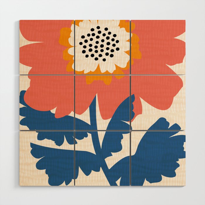 Happy Red Floral Wood Wall Art Gallery Image 1