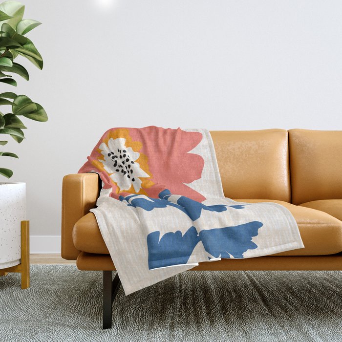 Happy Red Floral Throw Blanket Gallery Image 1