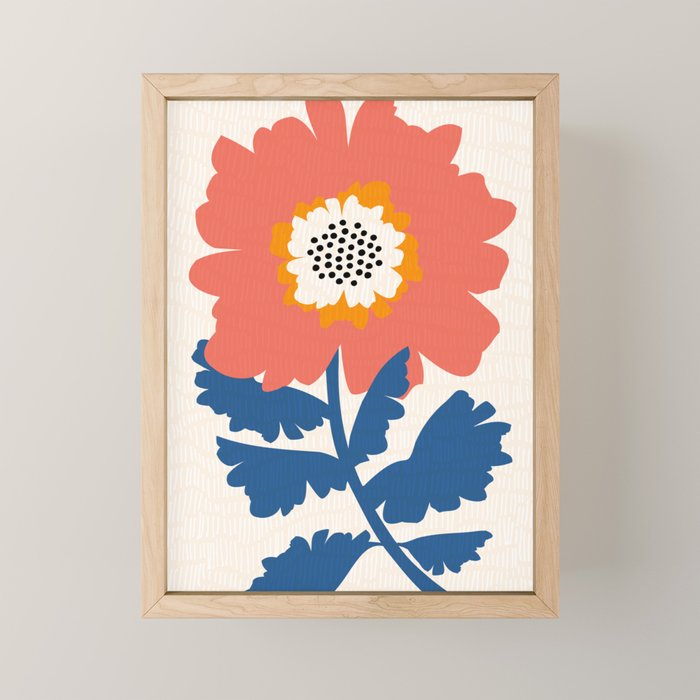Happy Red Floral Mini Art Print Gallery Image 1