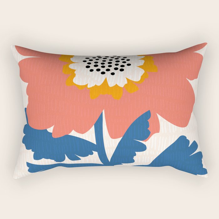 Happy Red Floral Rectangular Pillow Gallery Image 1
