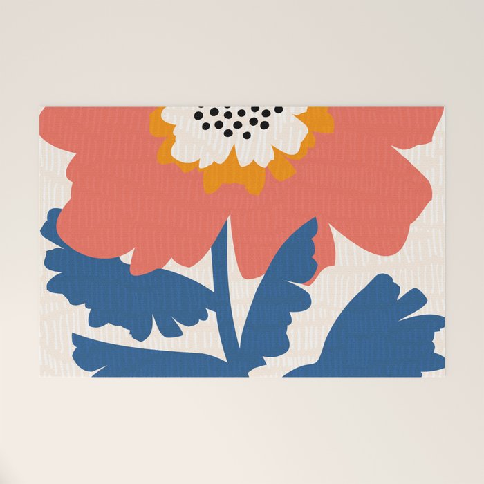 Happy Red Floral Welcome Mat Gallery Image 1