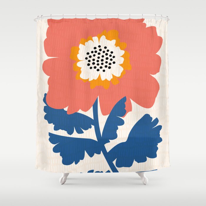 Happy Red Floral Shower Curtain Gallery Image 1