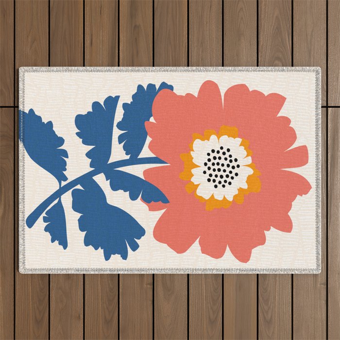 Happy Red Floral Outdoor Rug Gallery Image 1