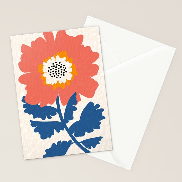 Happy Red Floral Stationery Card Gallery Image 2