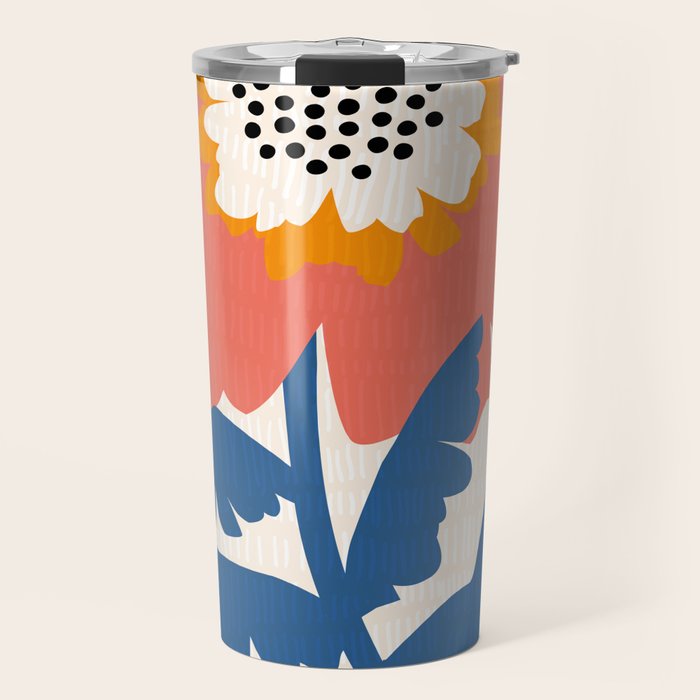 Happy Red Floral Travel Mug Gallery Image 1