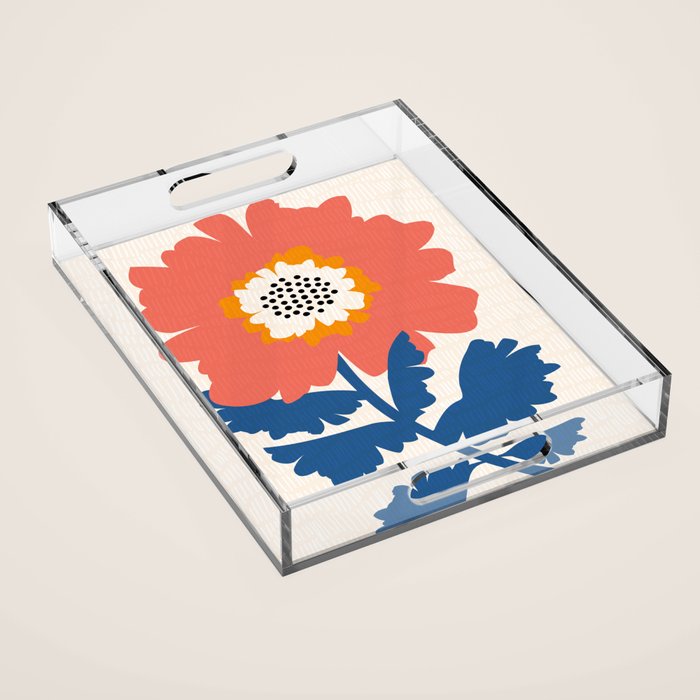 Happy Red Floral Acrylic Tray Gallery Image 1