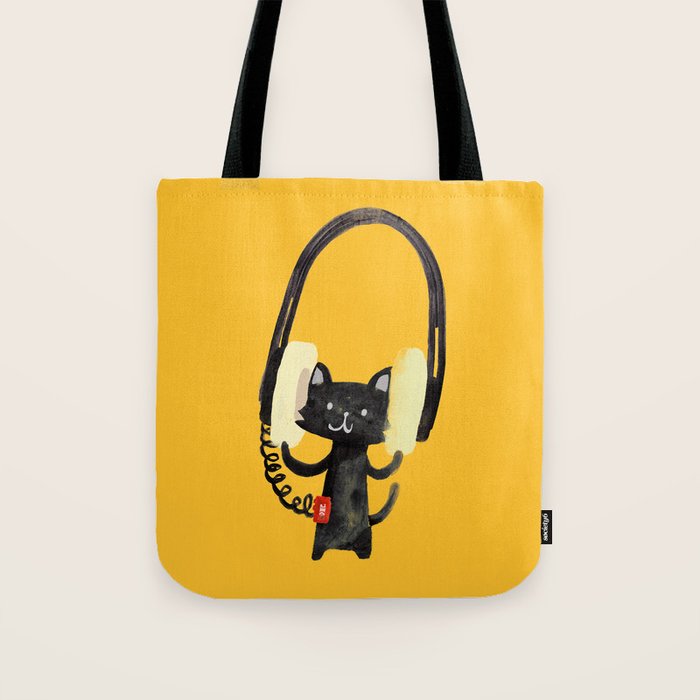I Love Huge Headphone Tote Bag Gallery Image 1