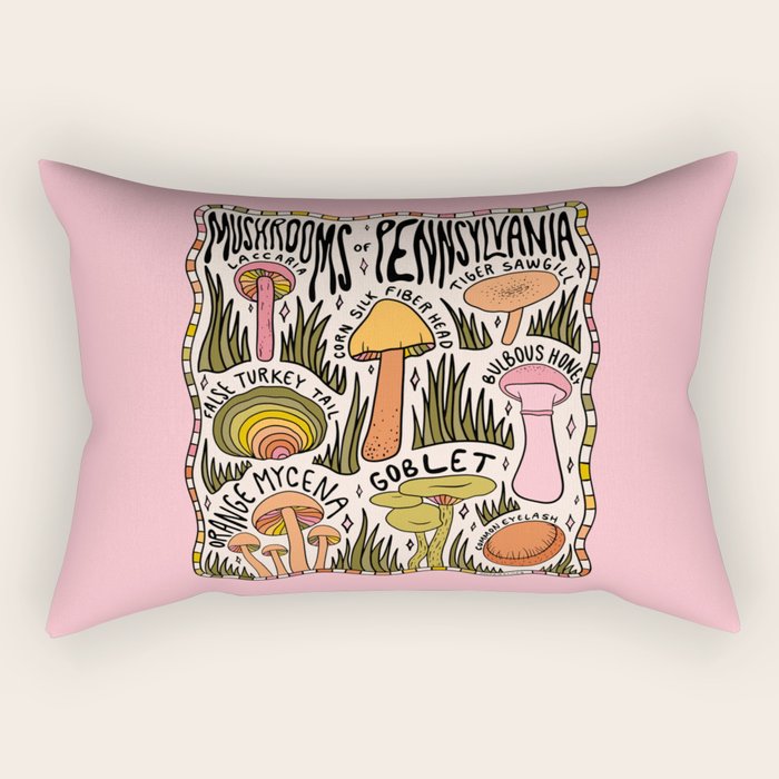 Mushrooms of Pennsylvania Rectangular Pillow Gallery Image 2