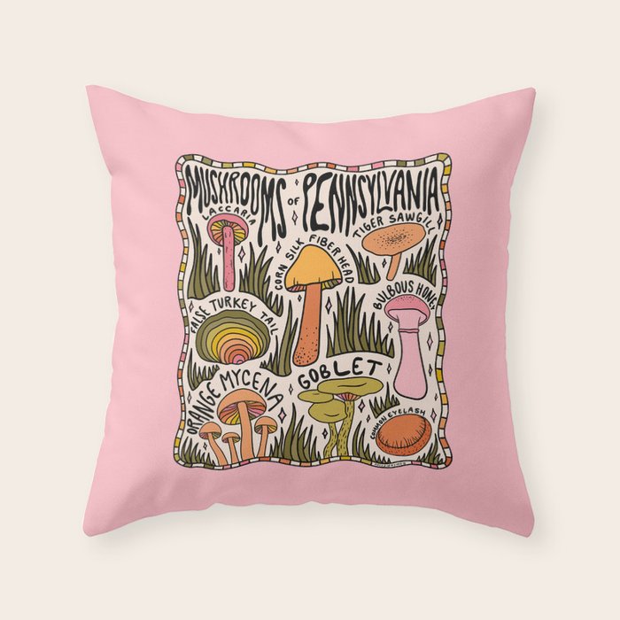 Mushrooms of Pennsylvania Throw Pillow Gallery Image 6