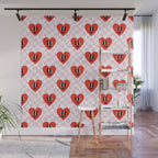 Retro checkered love heart cartoon pattern Wall Mural Gallery Image 1