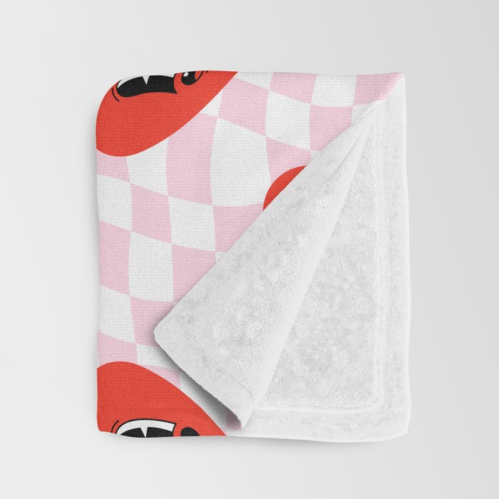 Retro checkered love heart cartoon pattern Throw Blanket Gallery Image 3