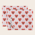 Retro checkered love heart cartoon pattern Placemat Gallery Image 1