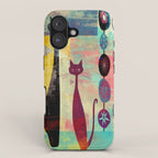 Mid-Century Modern 2 Cats - Graffiti Style iPhone Case Gallery Image 1