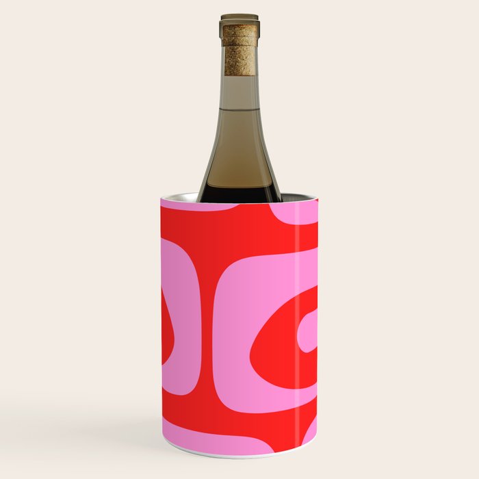 Vibrant Retro Abstract Piquet Pattern in Preppy Pink and Red Wine Chiller Gallery Image 1