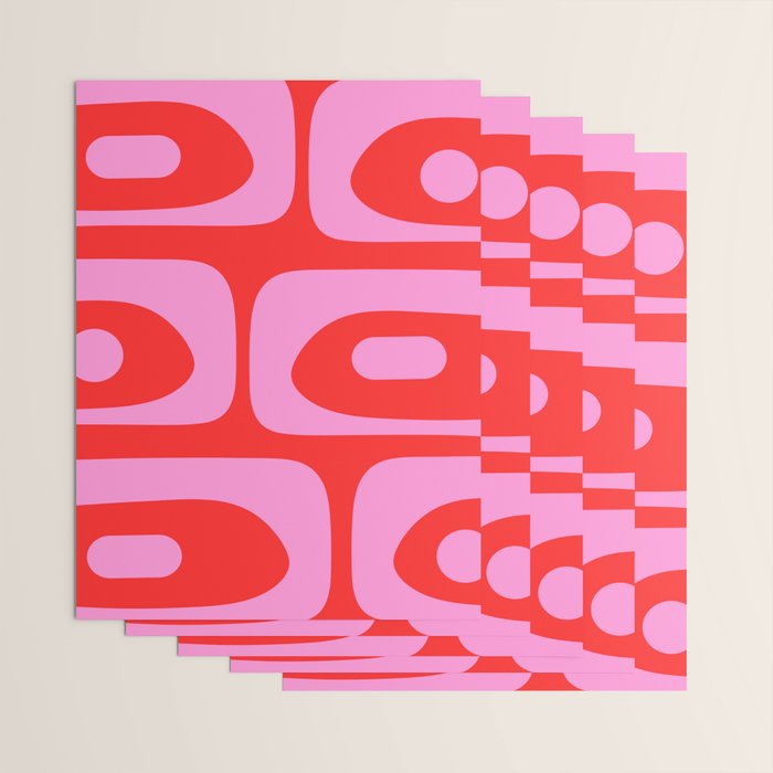 Vibrant Retro Abstract Piquet Pattern in Preppy Pink and Red Wrapping Paper Gallery Image 3