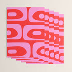 Vibrant Retro Abstract Piquet Pattern in Preppy Pink and Red Wrapping Paper Gallery Image 3